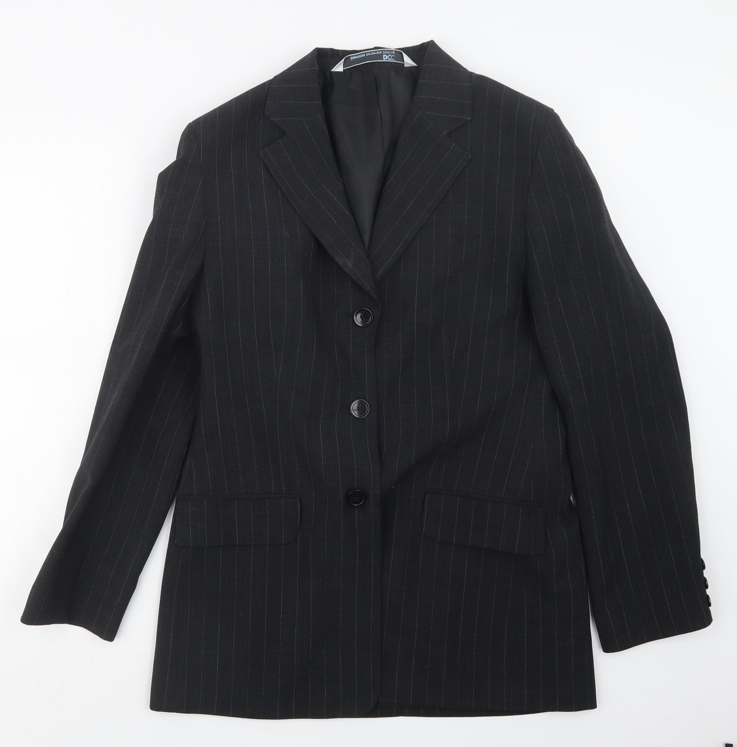 DCC Womens Black Striped  Jacket Blazer Size 14