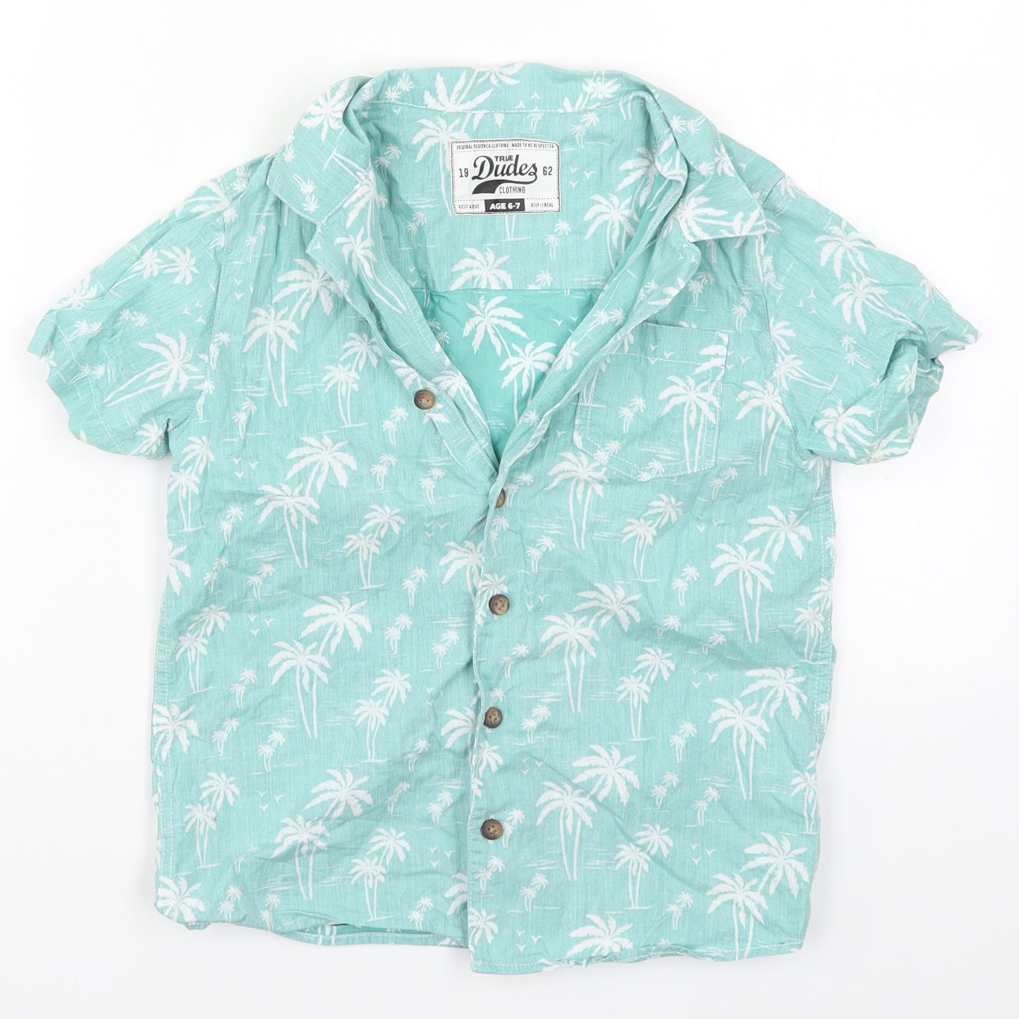 Matalan Boys Blue Floral  Basic Button-Up Size 6-7 Years