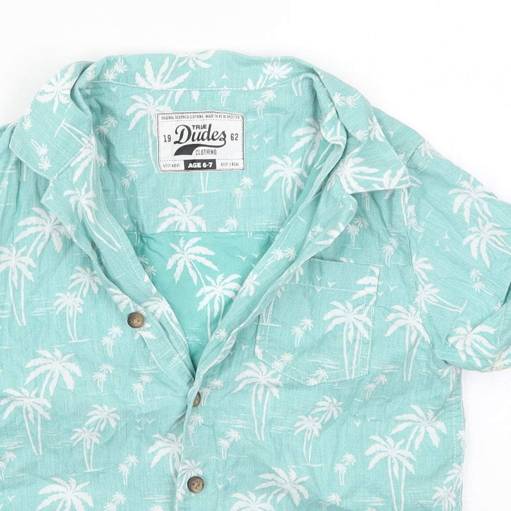Matalan Boys Blue Floral  Basic Button-Up Size 6-7 Years