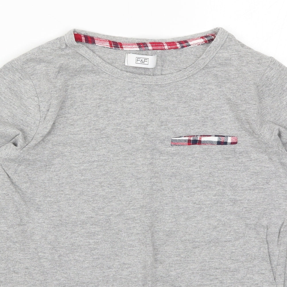 F&F Girls Grey Solid  Top Pyjama Top Size 9-10 Years