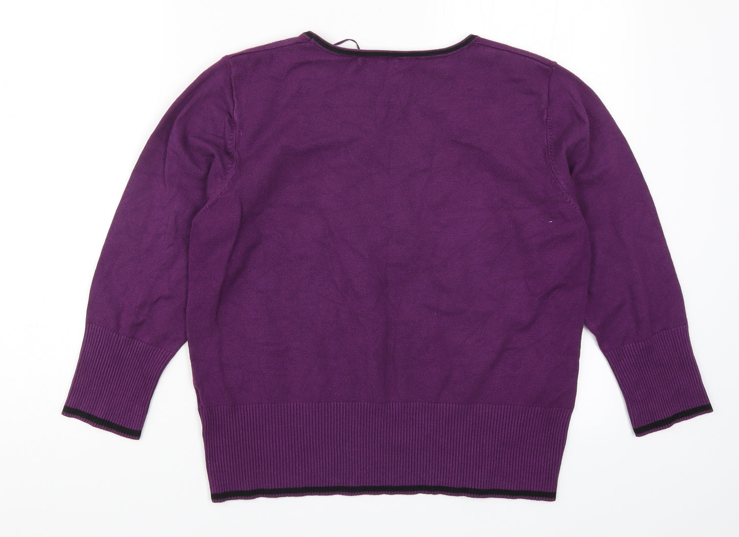 Roman Womens Purple Polka Dot Knit Pullover Jumper Size 18