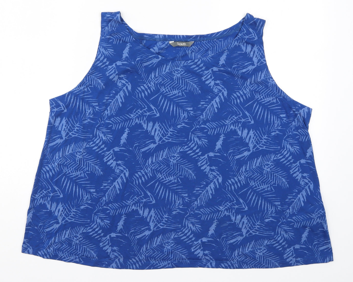 South Womens Blue Floral  Basic Tank Size 18  - Leaf Print