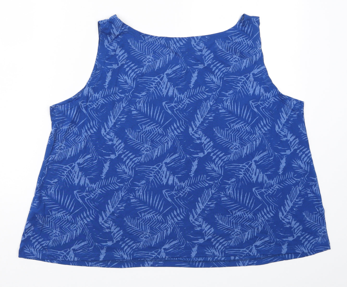 South Womens Blue Floral  Basic Tank Size 18  - Leaf Print