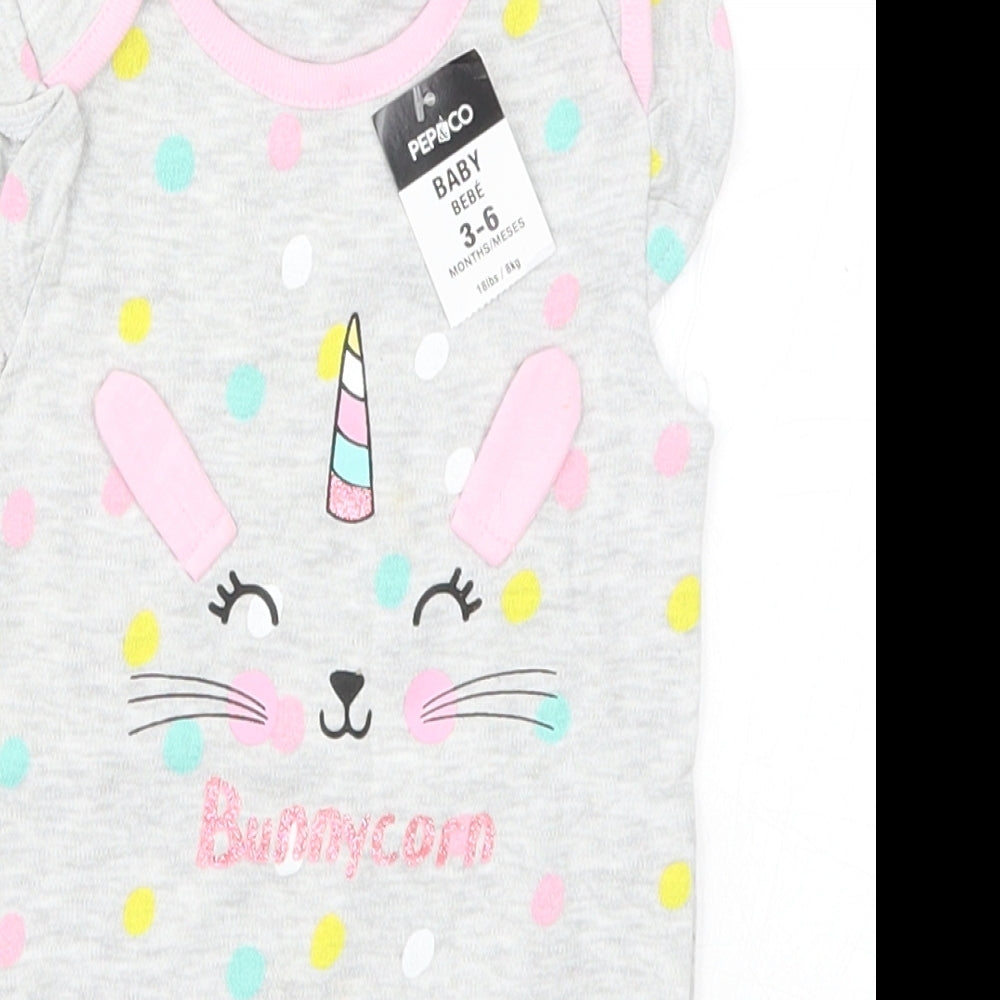 Pep&Co Girls Multicoloured Polka Dot  Romper One-Piece Size 3-6 Months  - Bunnycorn