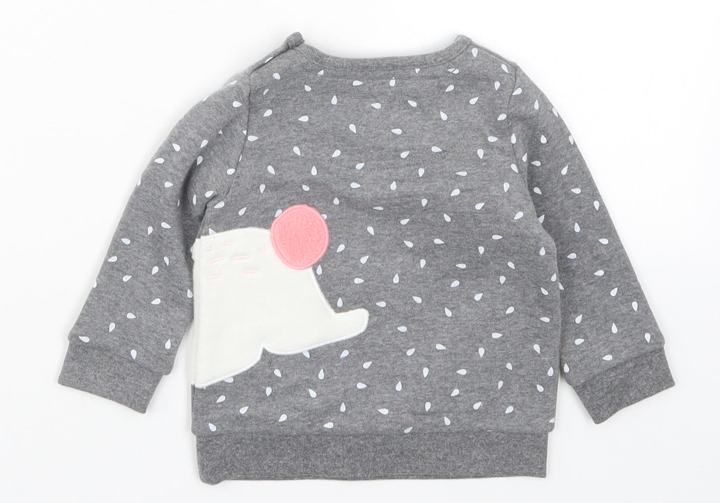 Fred & Flo Girls Grey   Basic T-Shirt Size 3-6 Months  - Rabbit