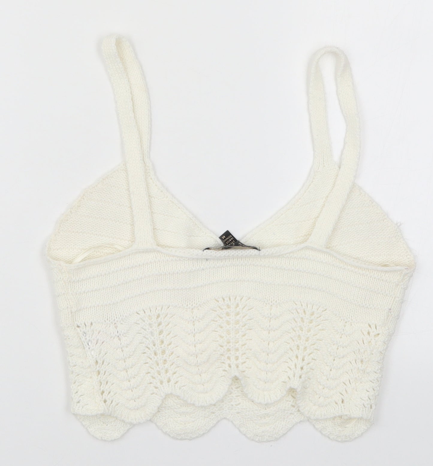 Lipsy Womens White  Knit Cropped Tank Size M