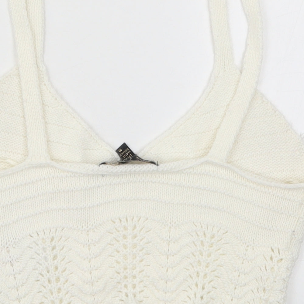 Lipsy Womens White  Knit Cropped Tank Size M