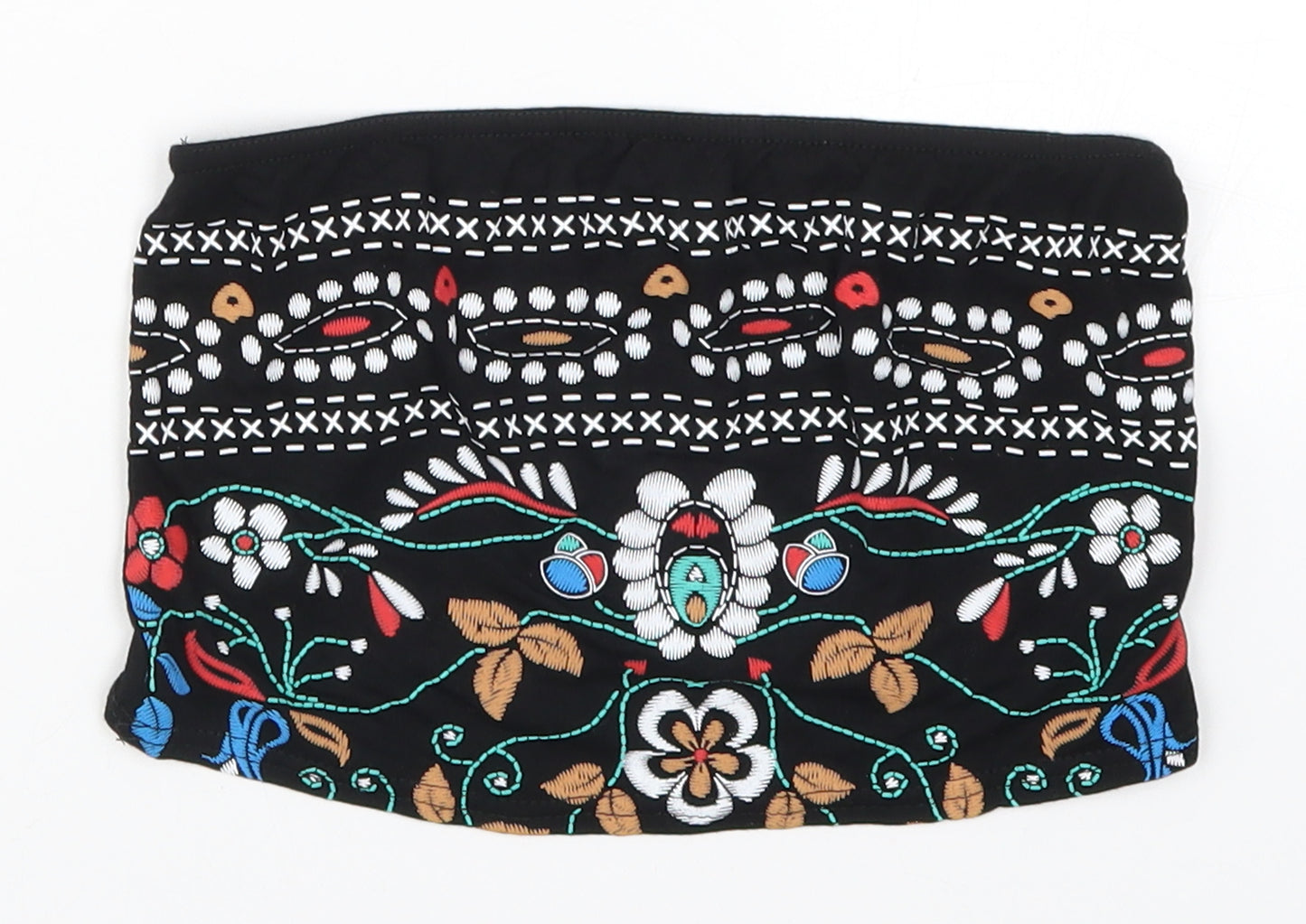 PRETTYLITTLETHING Womens Multicoloured Floral  Cropped Tank Size 8  - Bralette Top