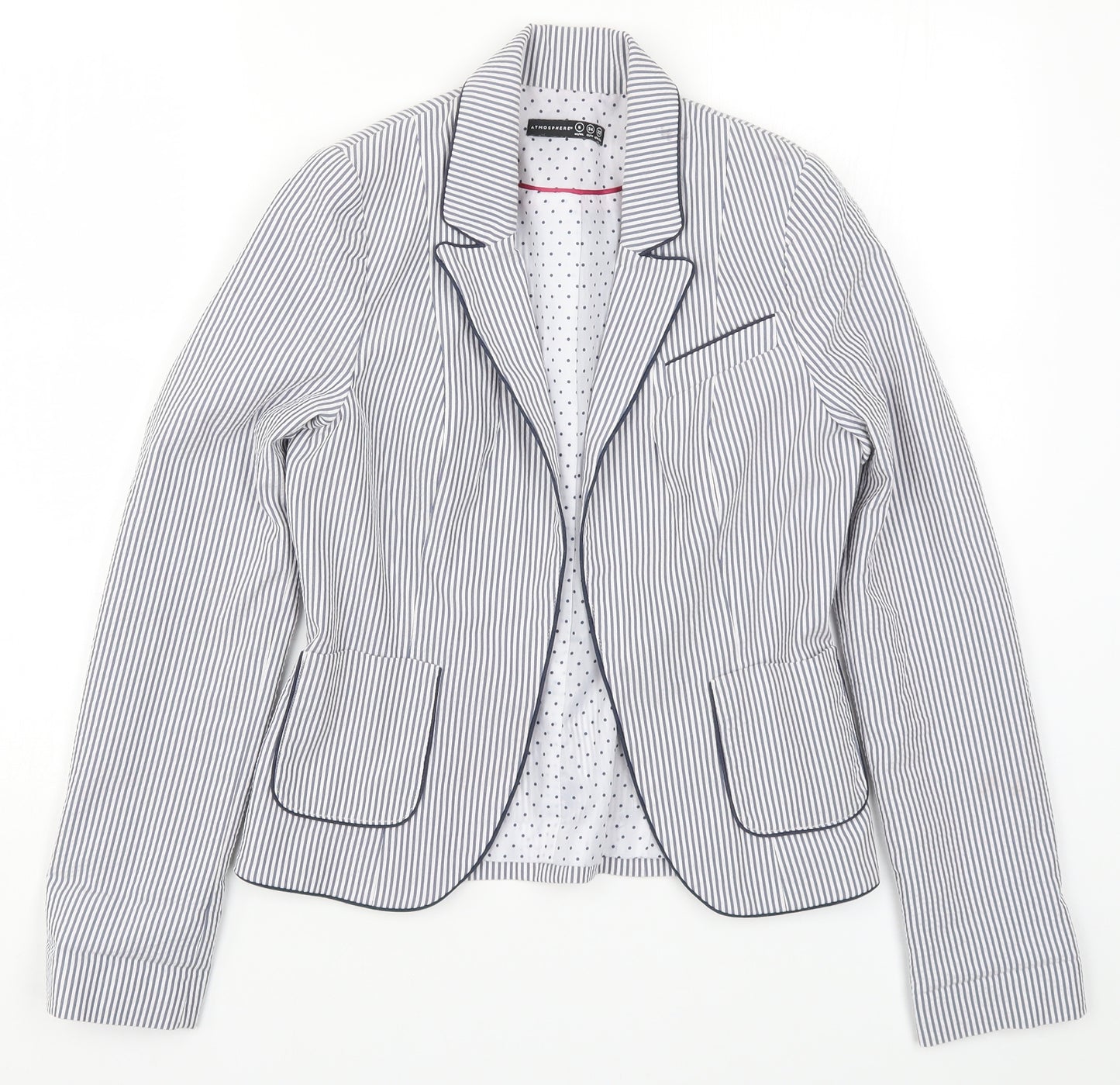 Atmosphere Womens Blue Striped  Jacket Blazer Size 6