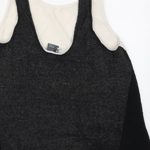 Sparkle & Fade Womens Black   Basic Tank Size S  - Black and White