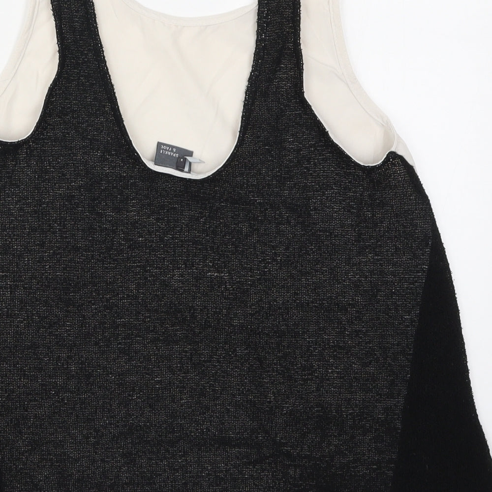 Sparkle & Fade Womens Black   Basic Tank Size S  - Black and White