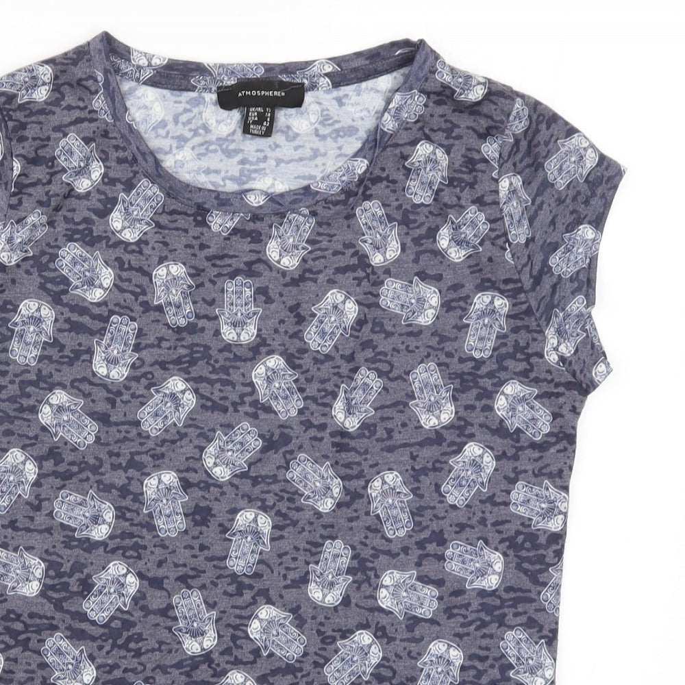 Atmoshere Womens Blue   Basic T-Shirt Size 10  - Hand of Hamsa Fatima