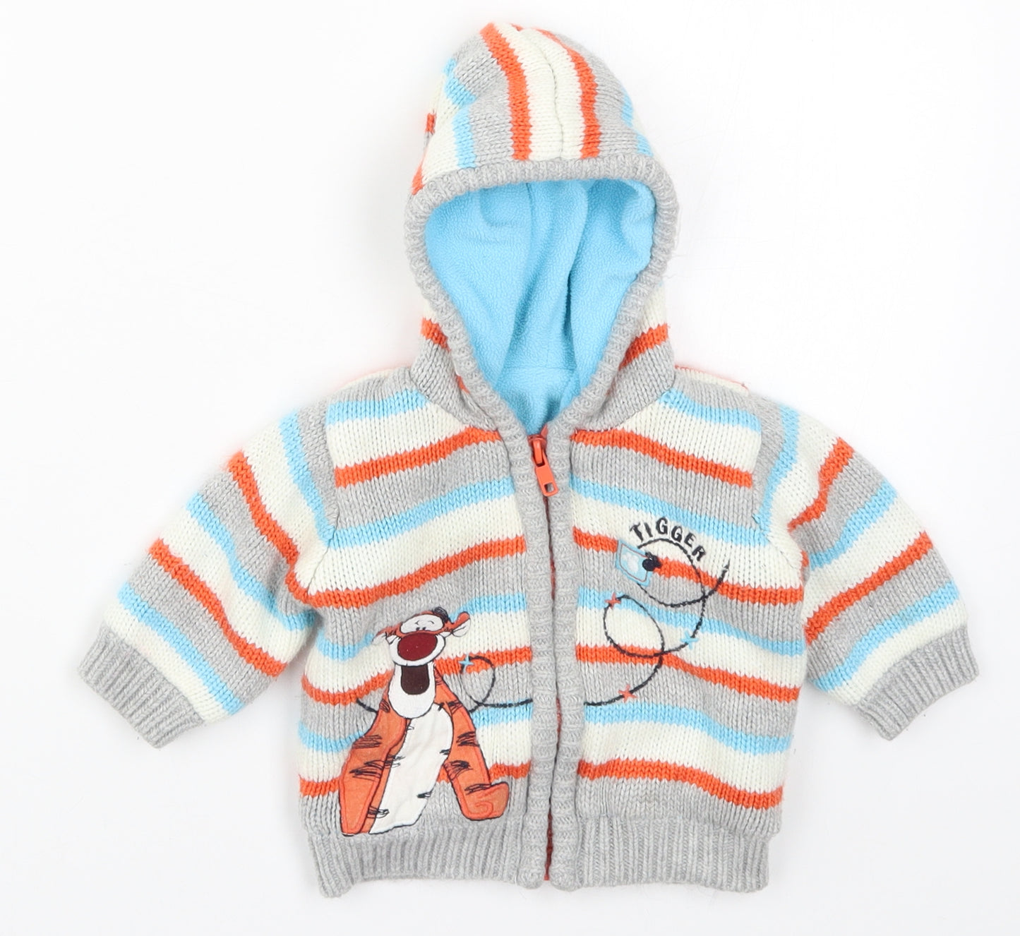 George Baby Multicoloured Striped Knit Cardigan Jumper Size 0-3 Months  - Tigger