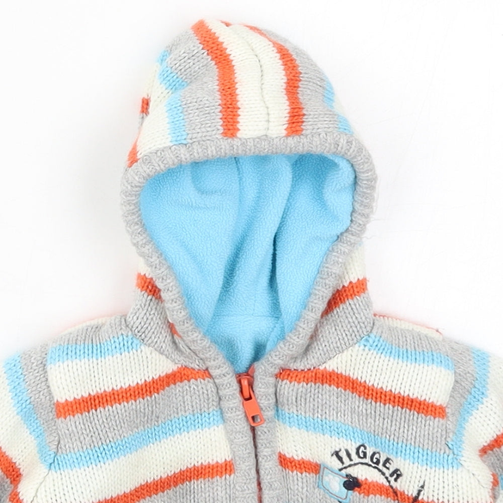 George Baby Multicoloured Striped Knit Cardigan Jumper Size 0-3 Months  - Tigger