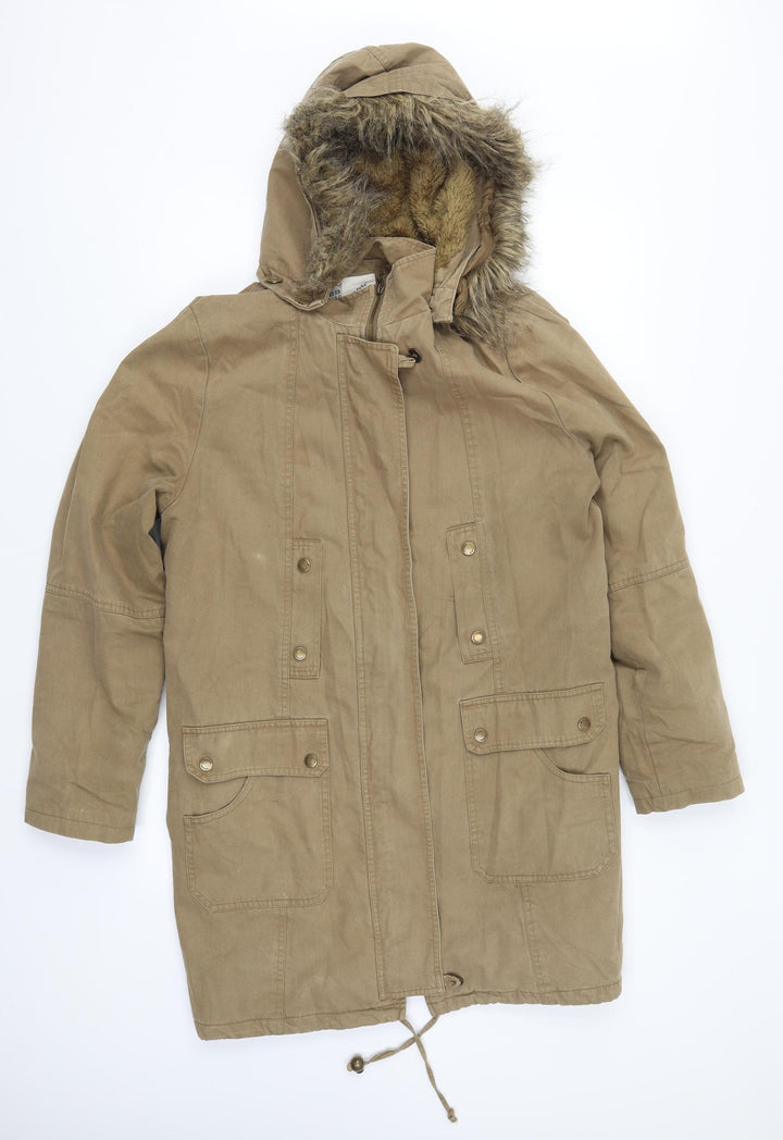 Linea Womens Beige Parka Coat Size 14