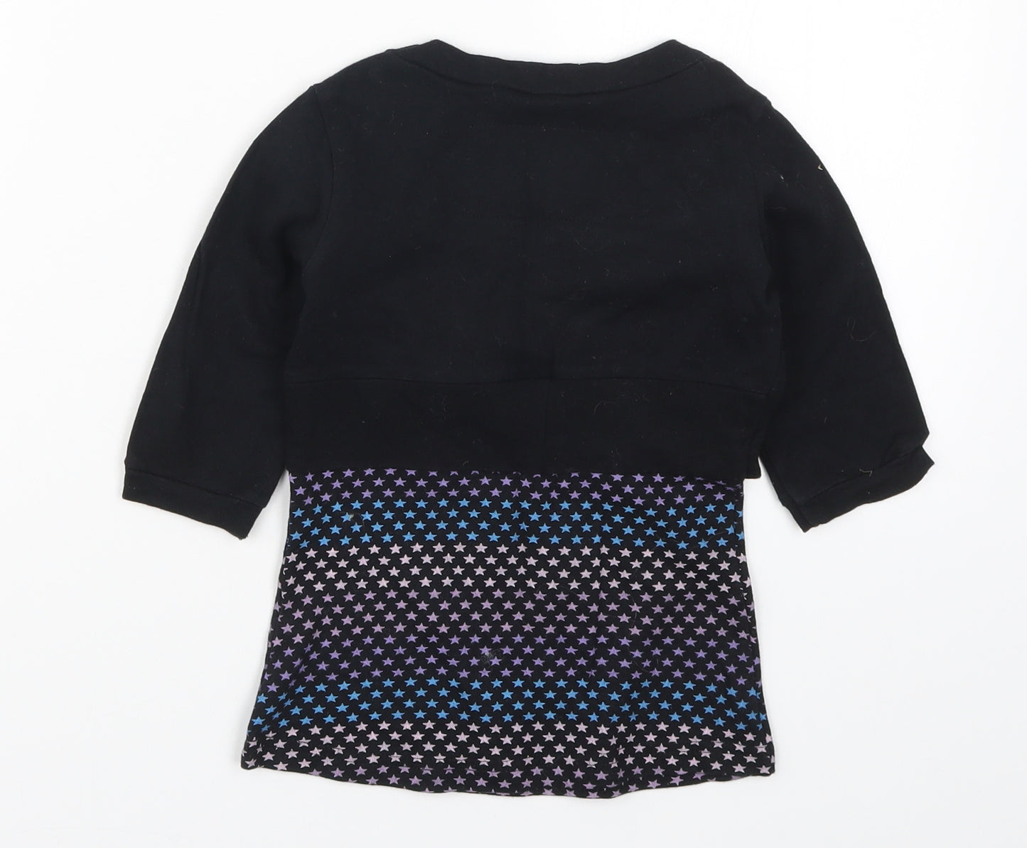 Young Dimension Girls Black   Basic T-Shirt Size 7-8 Years  - Stars
