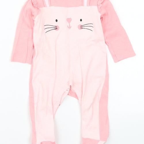 Pep&Co Girls Pink Solid  Cami One Piece Size 6-9 Months  - Rabbit