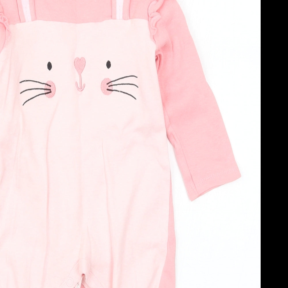 Pep&Co Girls Pink Solid  Cami One Piece Size 6-9 Months  - Rabbit