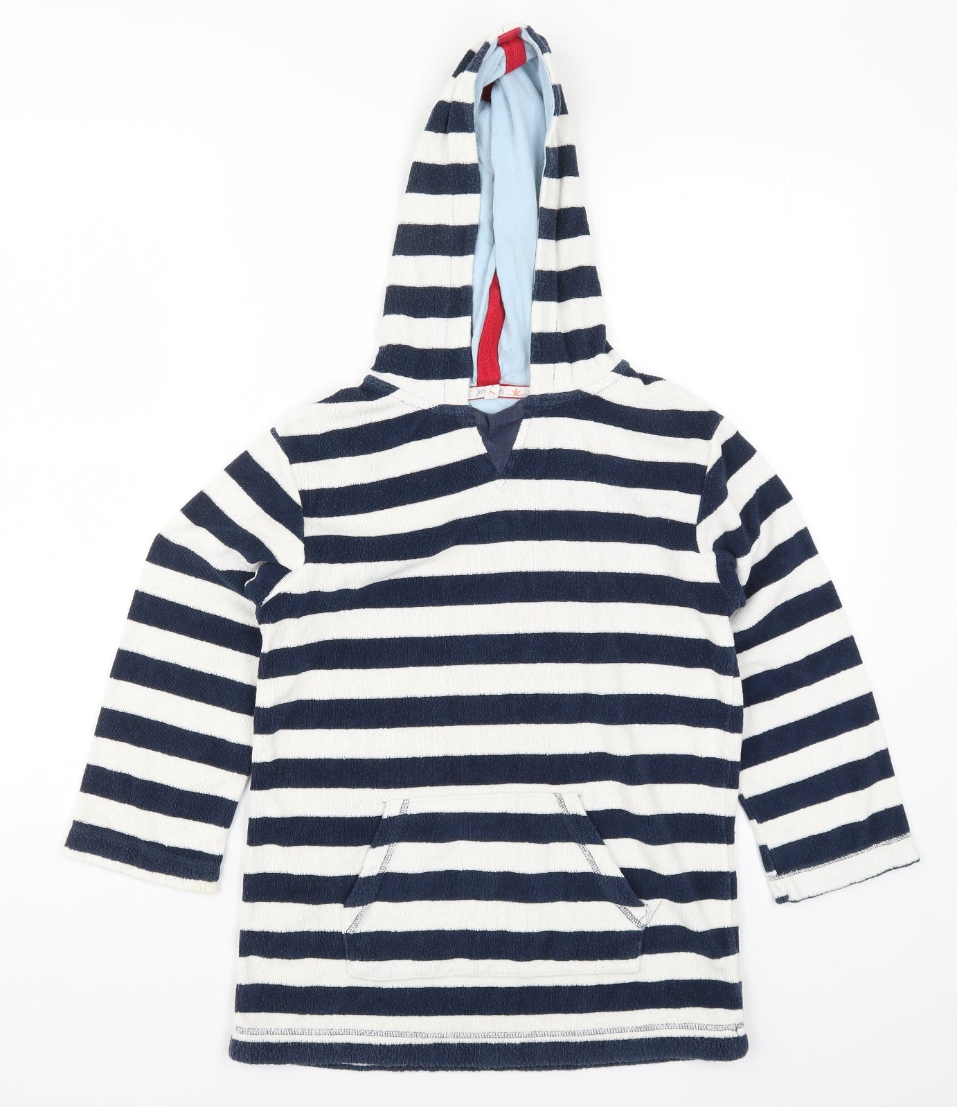 John Lewis Boys Blue Striped  Pullover Hoodie Size 7 Years