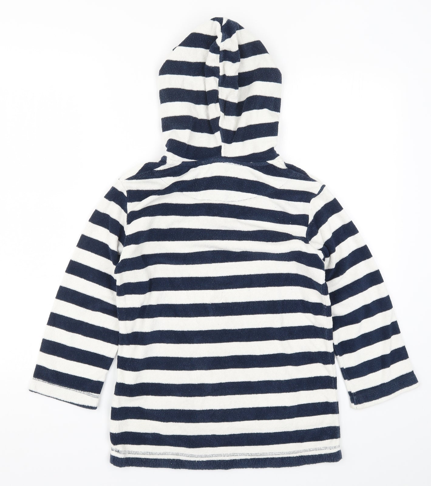 John Lewis Boys Blue Striped  Pullover Hoodie Size 7 Years