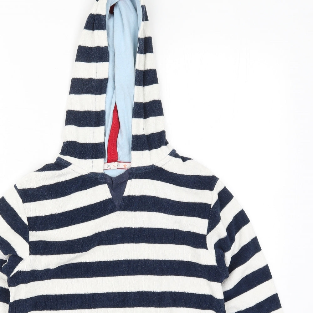 John Lewis Boys Blue Striped  Pullover Hoodie Size 7 Years