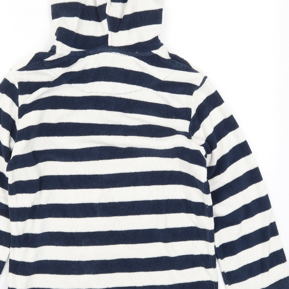 John Lewis Boys Blue Striped  Pullover Hoodie Size 7 Years