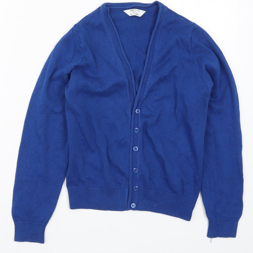 Marks and Spencer Girls Blue  Knit Cardigan Jumper Size 8-9 Years
