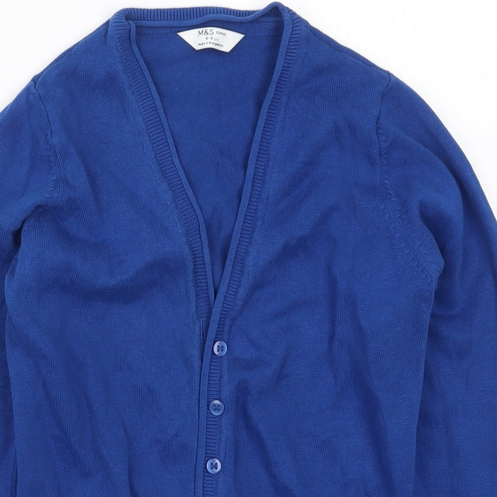 Marks and Spencer Girls Blue  Knit Cardigan Jumper Size 8-9 Years