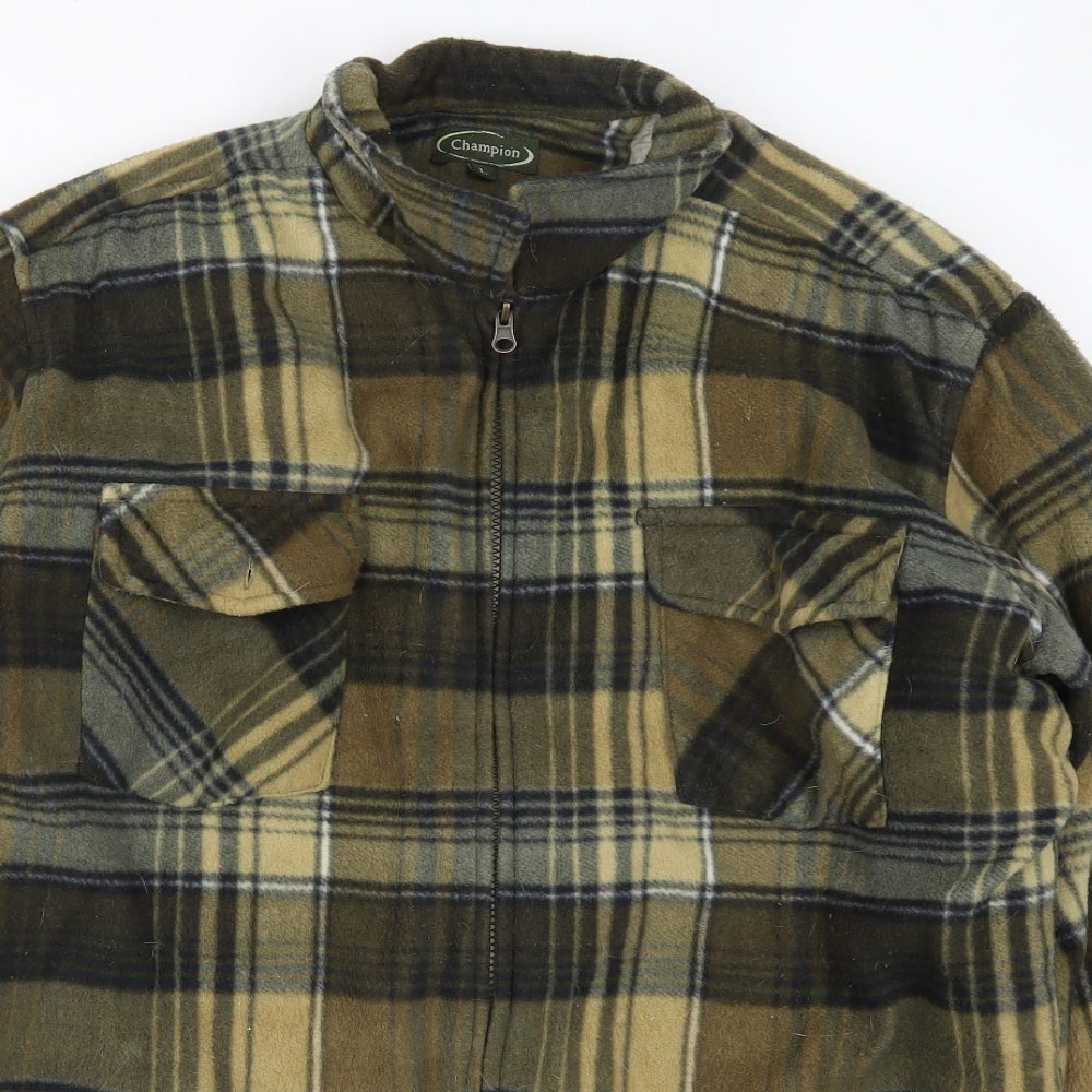 Champion Mens Green Check Fleece Jacket  Size L