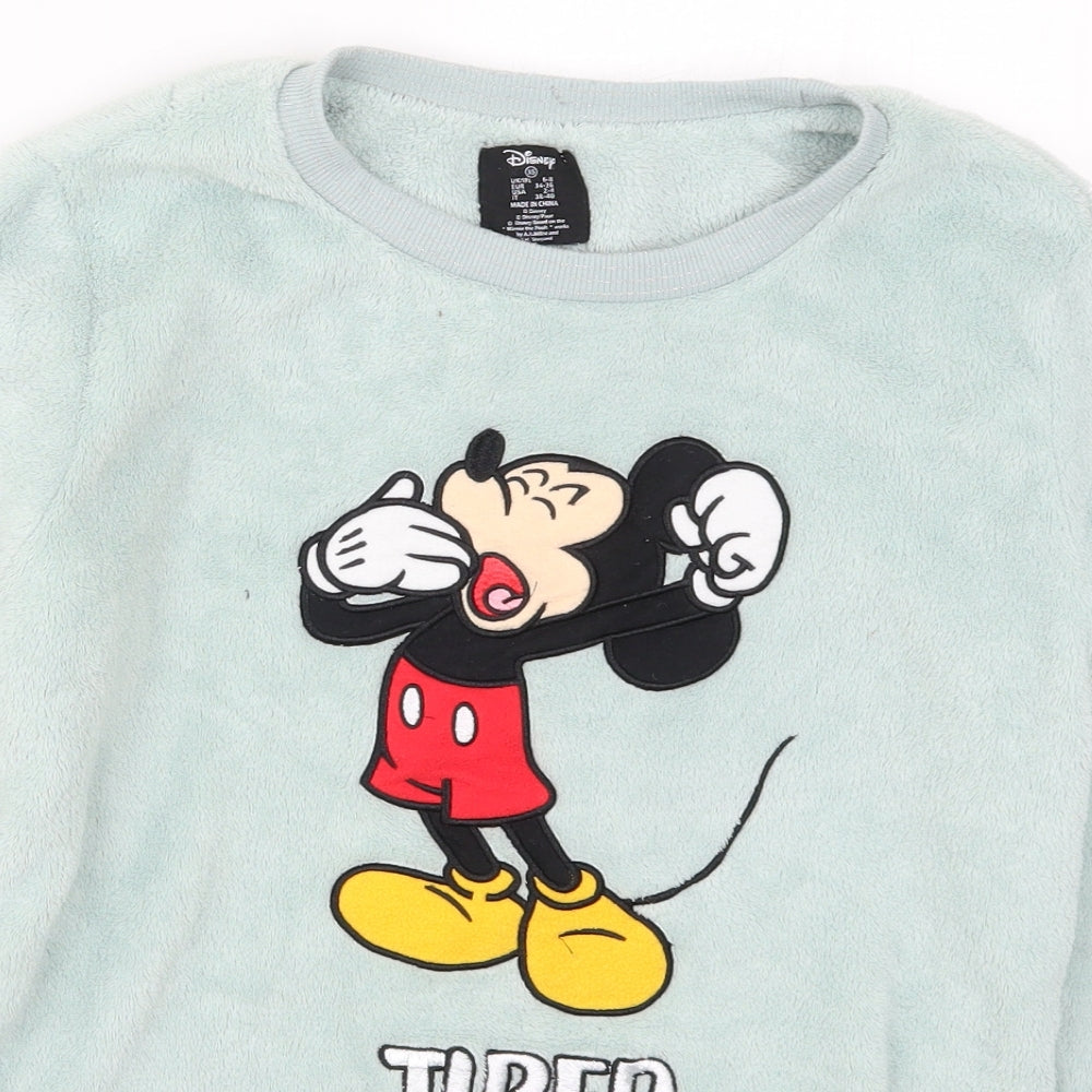 Primark Womens Green Solid  Top Pyjama Top Size 6  - Mickey Mouse Tired