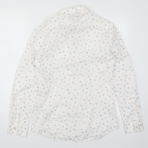 Marks and Spencer Mens White    Button-Up Size S  - Pink and Blue Bird Print