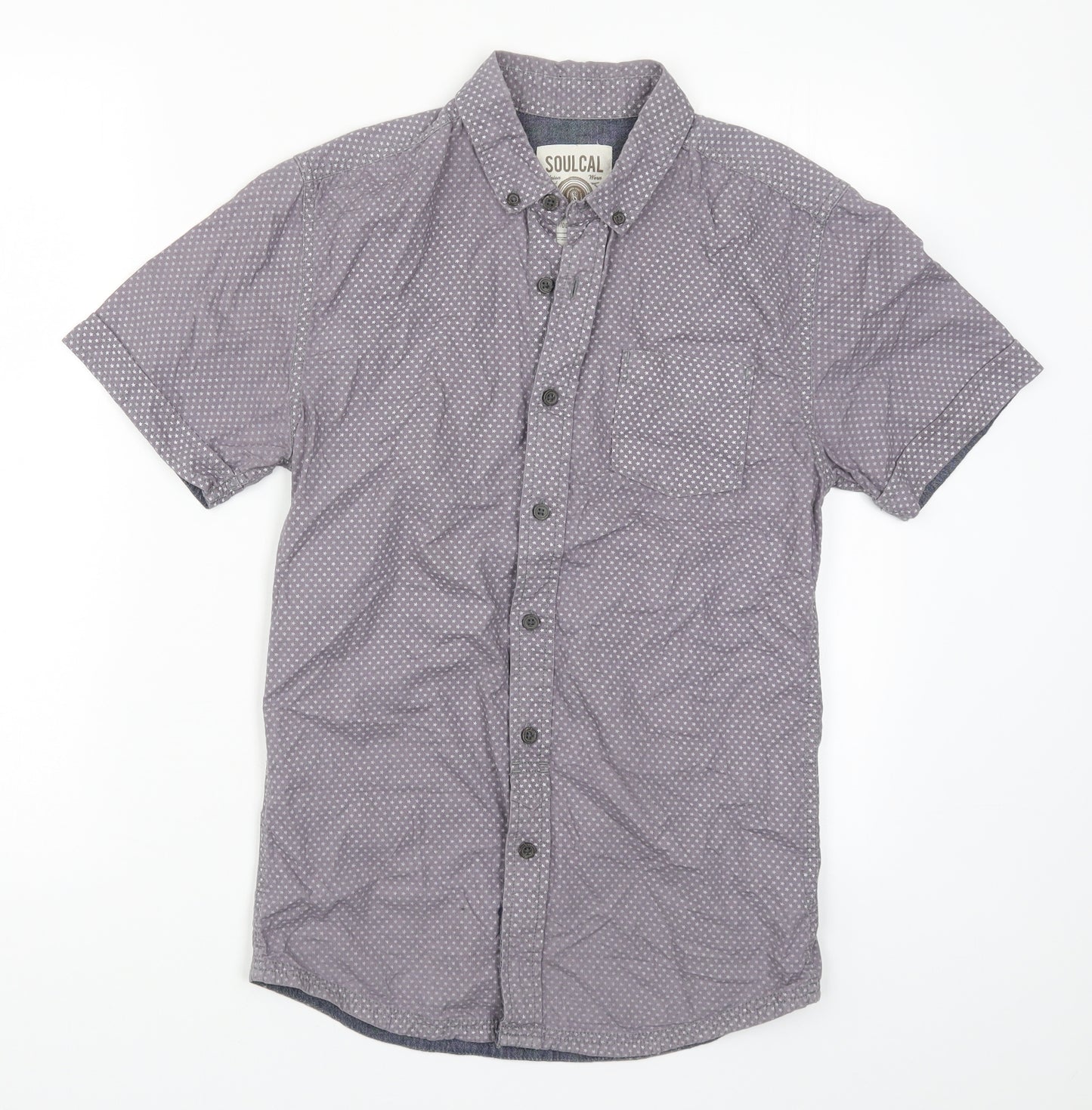 SoulCal&Co Mens Grey Geometric   Button-Up Size XS