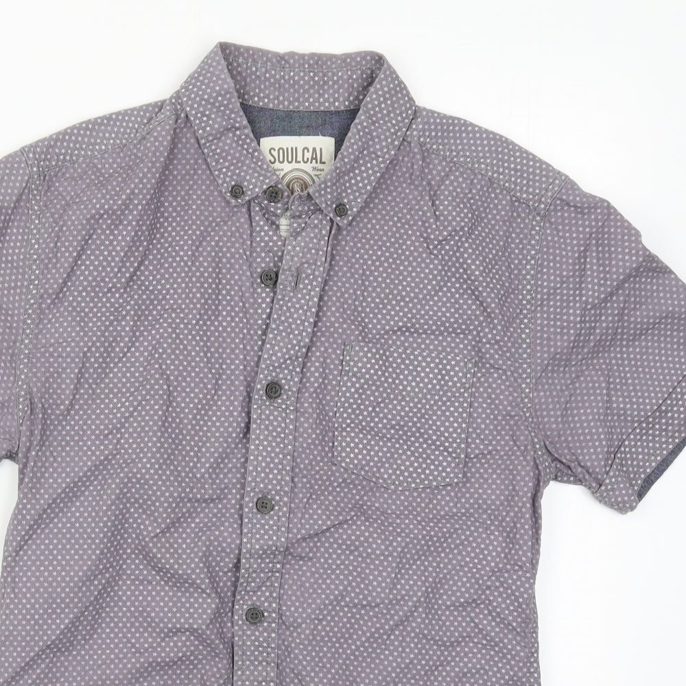 SoulCal&Co Mens Grey Geometric   Button-Up Size XS