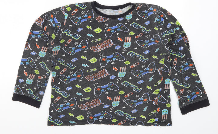 B&M Boys Black Geometric Pyjama Top Size 11-12 Years - Gaming Controllers Pac Man Game Over