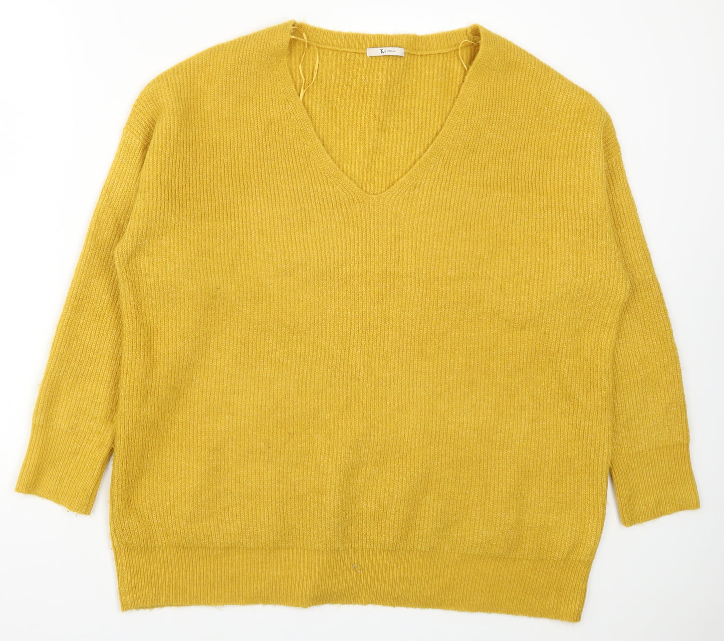 TU Womens Yellow  Knit Pullover Jumper Size 18