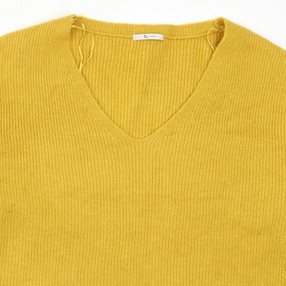 TU Womens Yellow  Knit Pullover Jumper Size 18