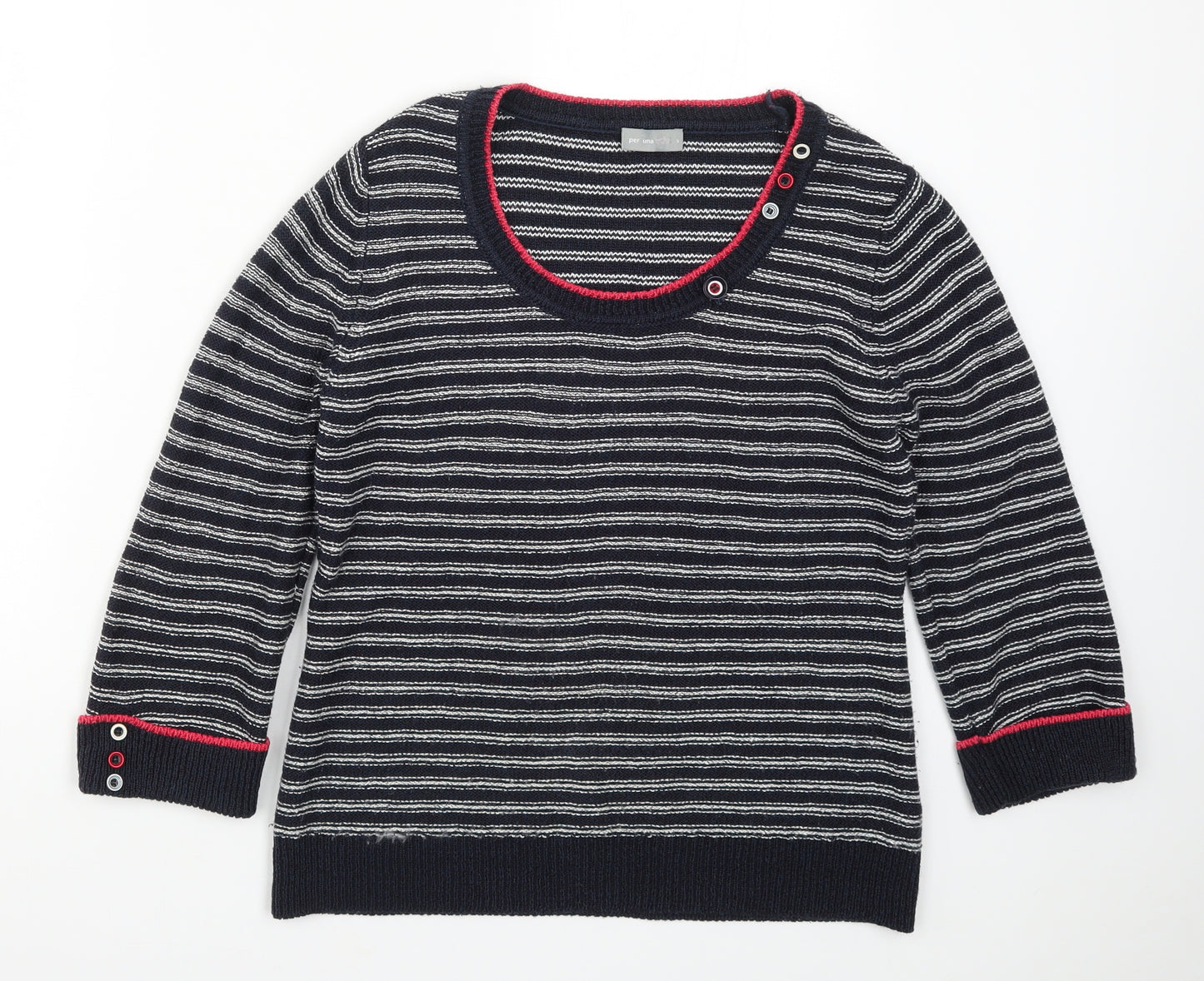 Per Una Womens Blue Striped Knit Pullover Jumper Size S
