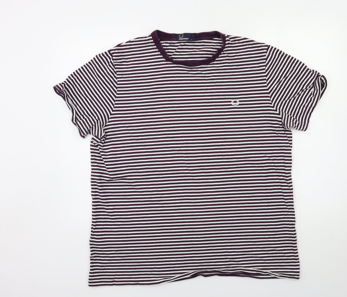 Fred Perry Mens Beige Striped   T-Shirt Size XL