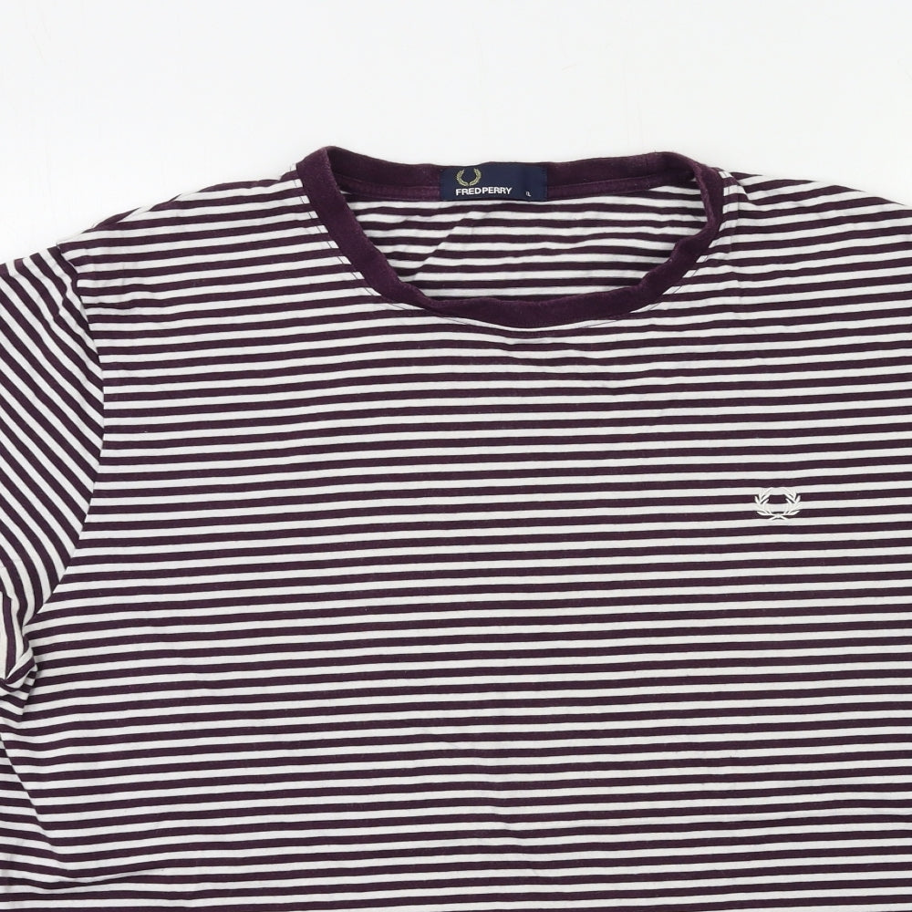 Fred Perry Mens Beige Striped   T-Shirt Size XL