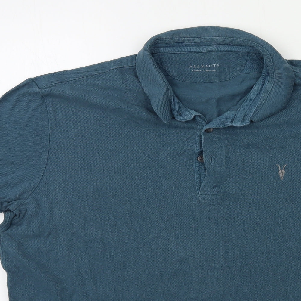 AllSaints Mens Blue    Polo Size XL