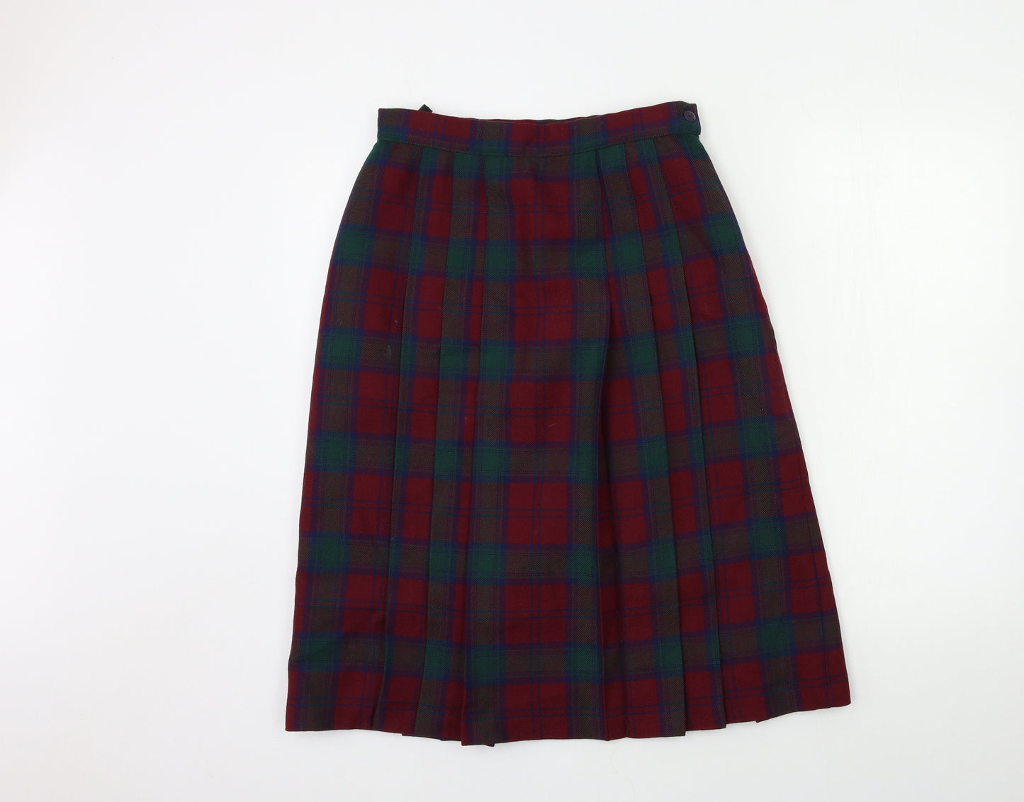 Preworn Womens Red Check  Pleated Skirt Size 12