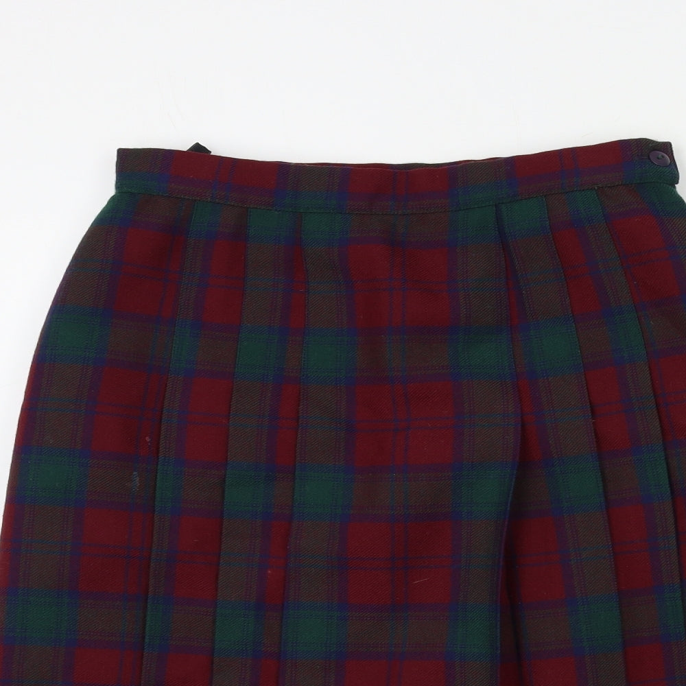 Preworn Womens Red Check  Pleated Skirt Size 12