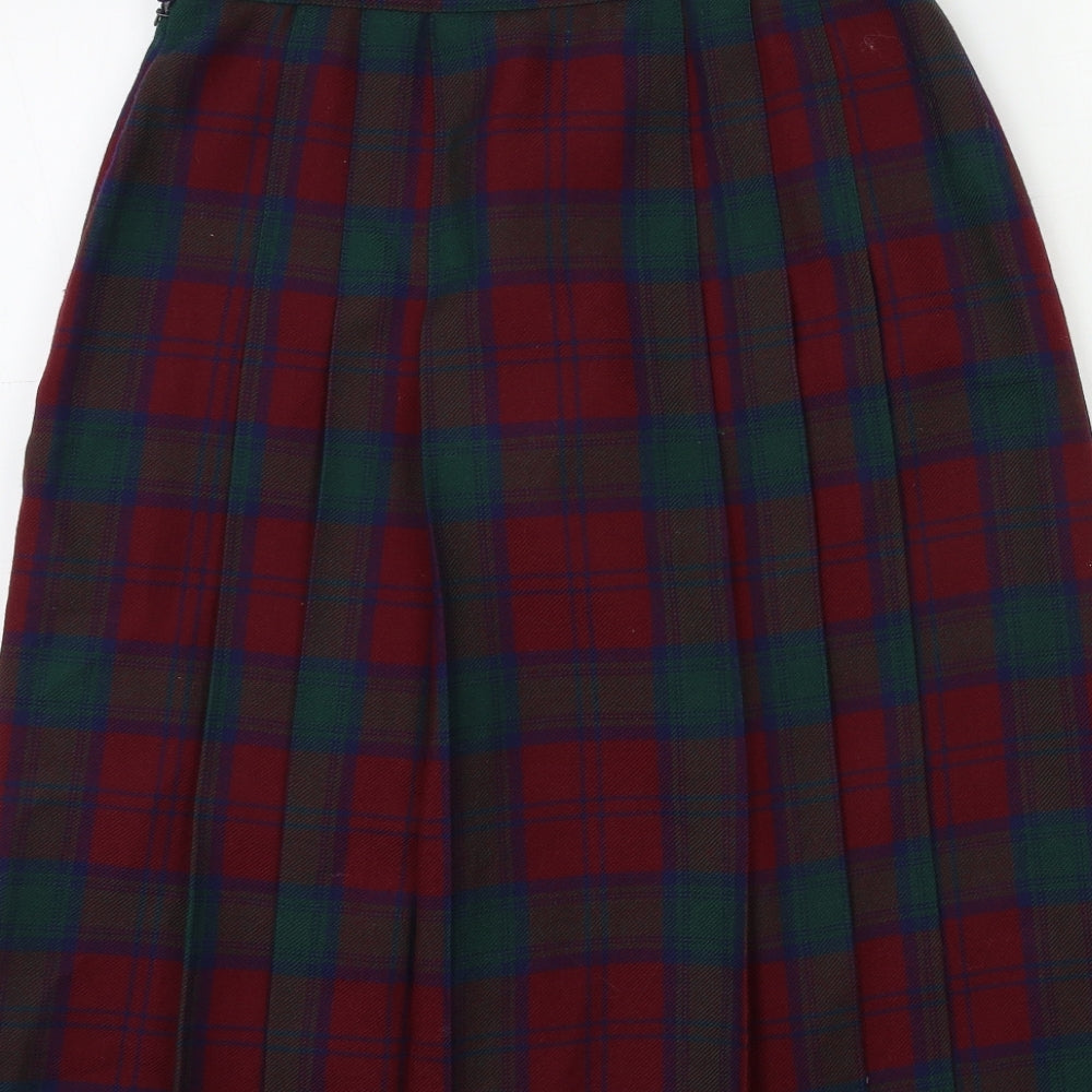 Preworn Womens Red Check  Pleated Skirt Size 12