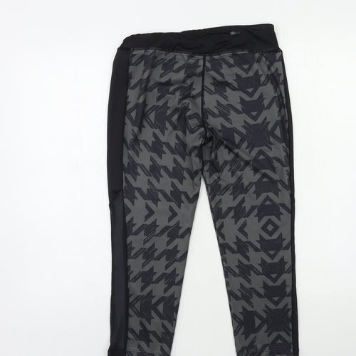 ellesse Womens Black Geometric  Compression Leggings Size 10 L19 in