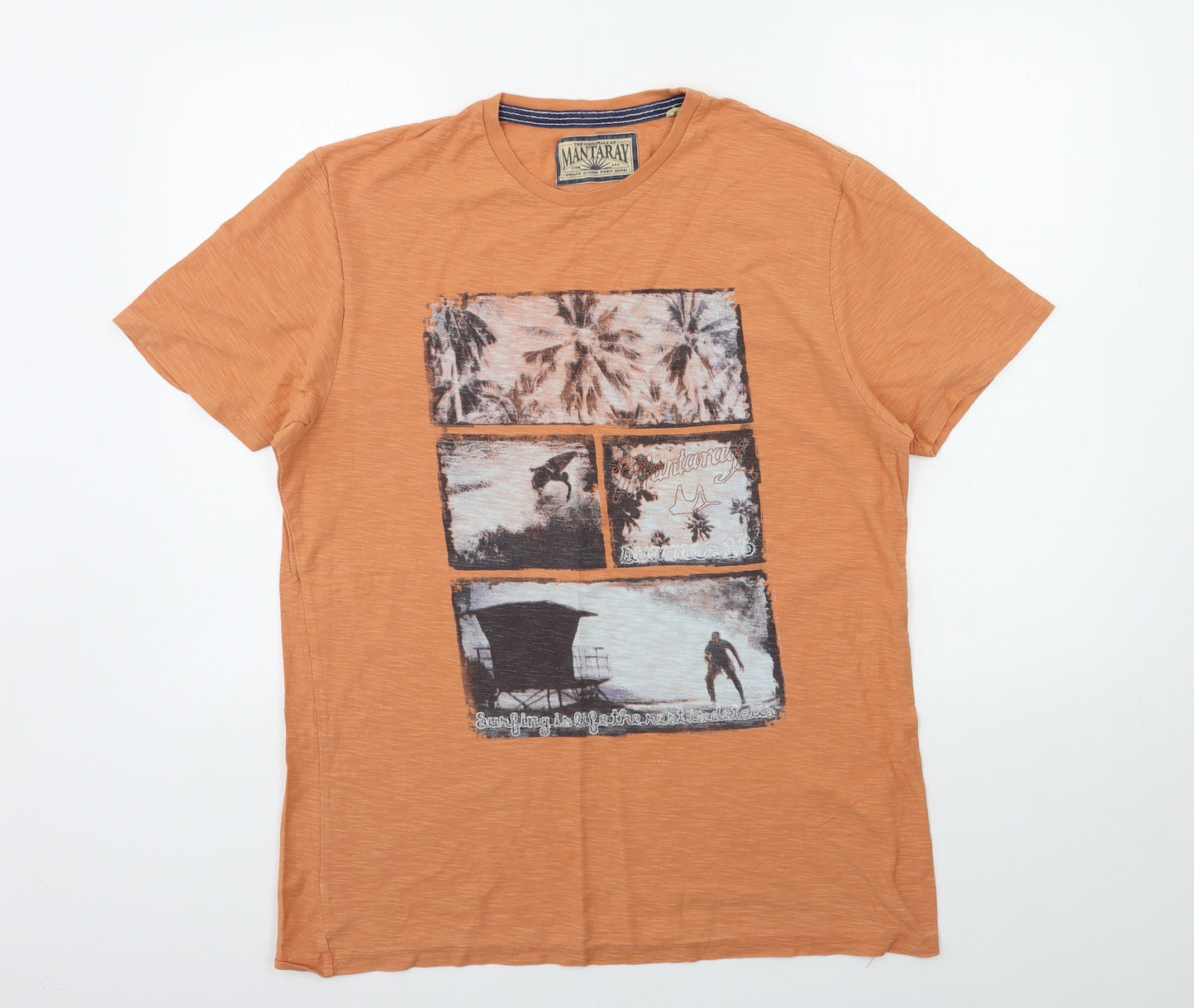 MANTARAY PRODUCTS Mens Orange    T-Shirt Size M