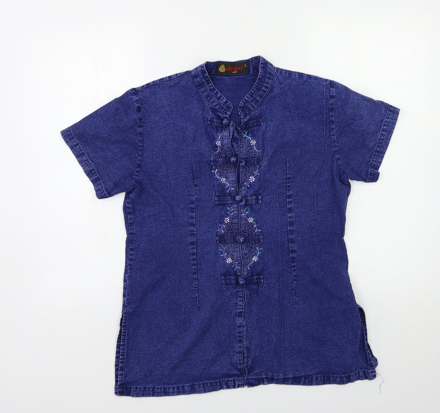 jsnugs Womens Blue  Denim Basic Blouse Size L