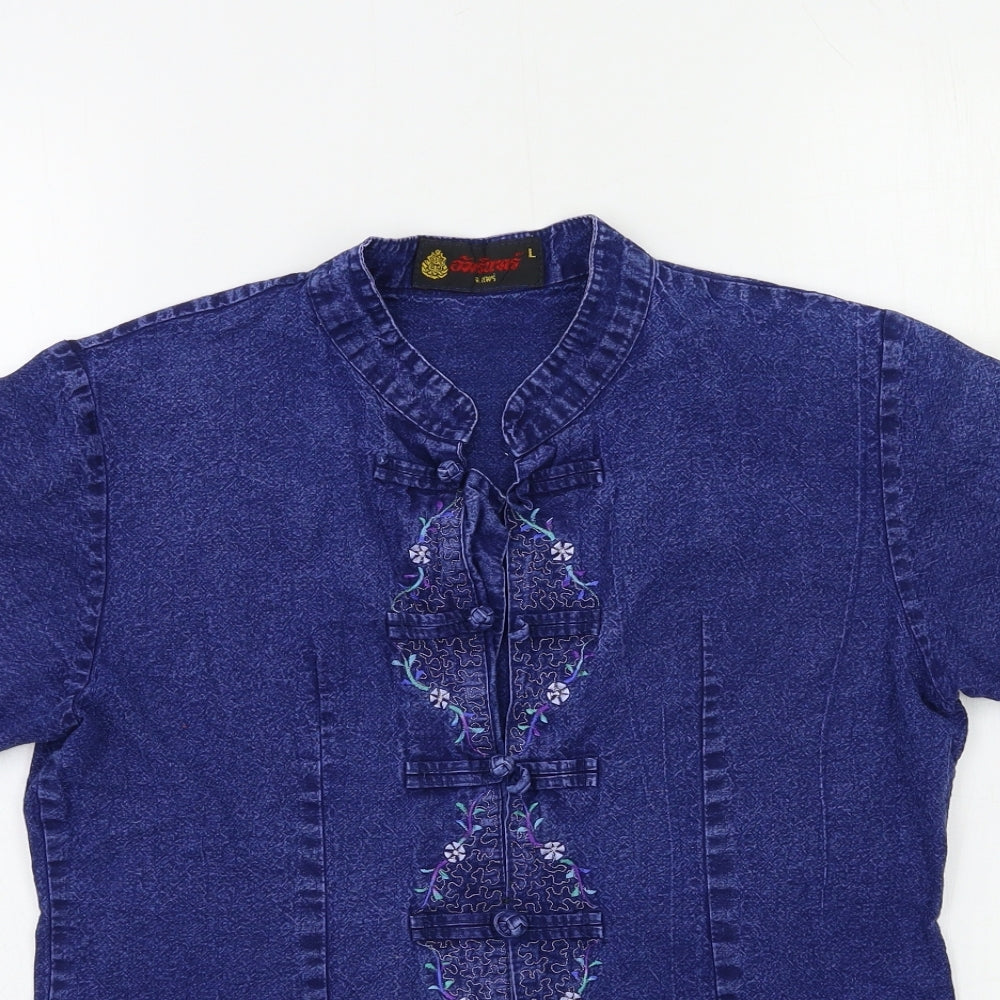jsnugs Womens Blue  Denim Basic Blouse Size L
