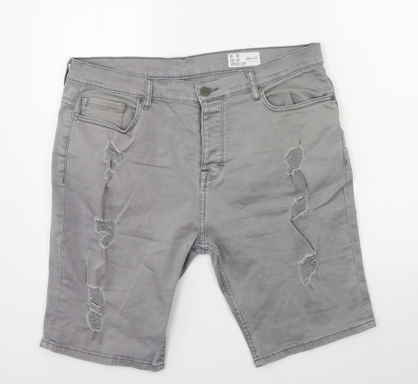 Denim & Co. Mens Grey  Denim Biker Shorts Size 38 in