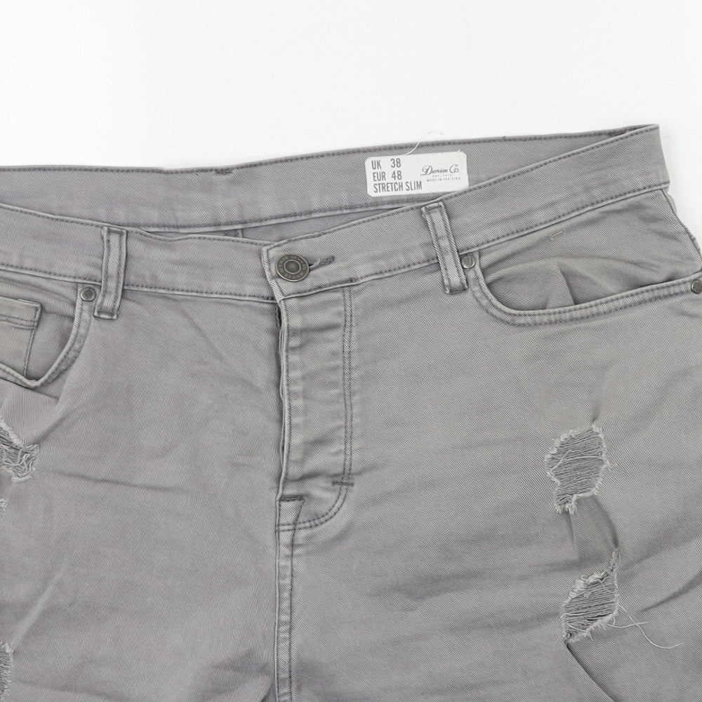 Denim & Co. Mens Grey  Denim Biker Shorts Size 38 in