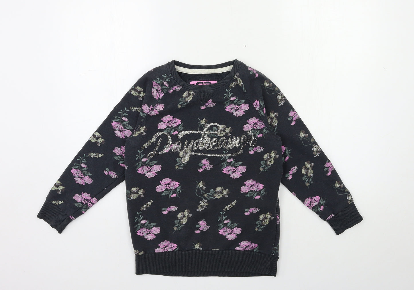 Young Dimension Girls Grey Floral  Pullover Sweatshirt Size 11-12 Years